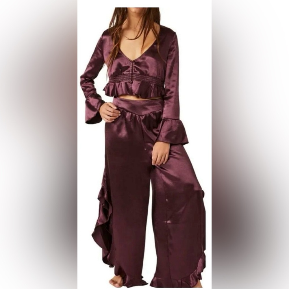 Free People Chasing Love Ruffle Satin - size XS - Picture 3 of 15